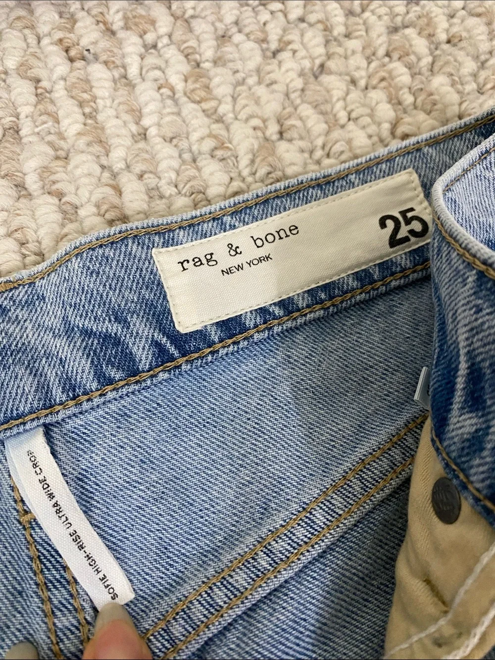 rag & bone Light Blue Wide-Leg Jeans with Frayed Hem - Picture 2 of 5
